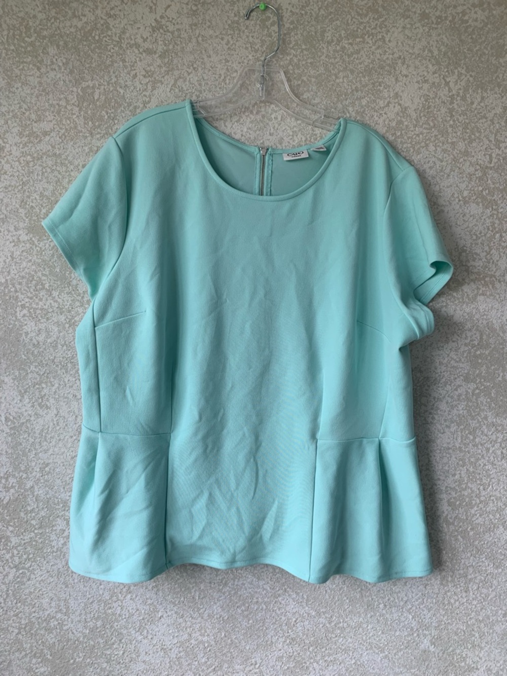Cato Light Blue Short-Sleeve Peplum Blouse 22/24W  Plus Relaxed Office‎ Chic